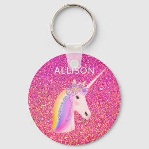 Porte-clés Une jolie Parties scintillant rose Unicorne étinc