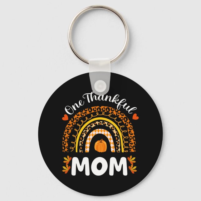 Porte-clés Une Maman Merci Thanksgiving Rainbow Fall Leopard (Recto)