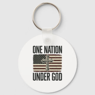 Porte-clés Une nation sous Dieu Croix patriotique