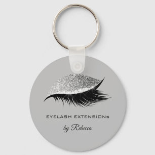 Porte-clés Une Parties scintillant d'Eyelash simple et argent