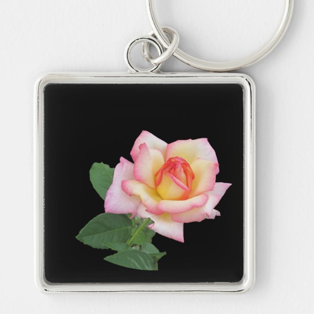Porte-clés Une rose rose unique (Devant)