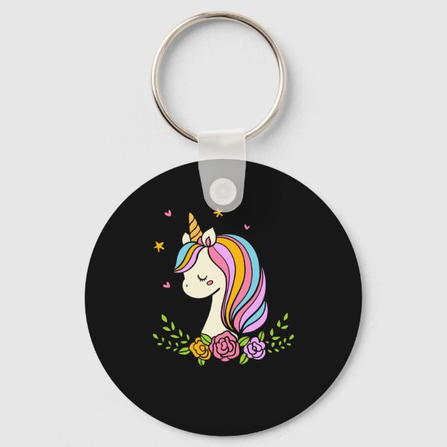 Porte-clés Unicorn Cute Whimsical Girly D Name  (Recto)