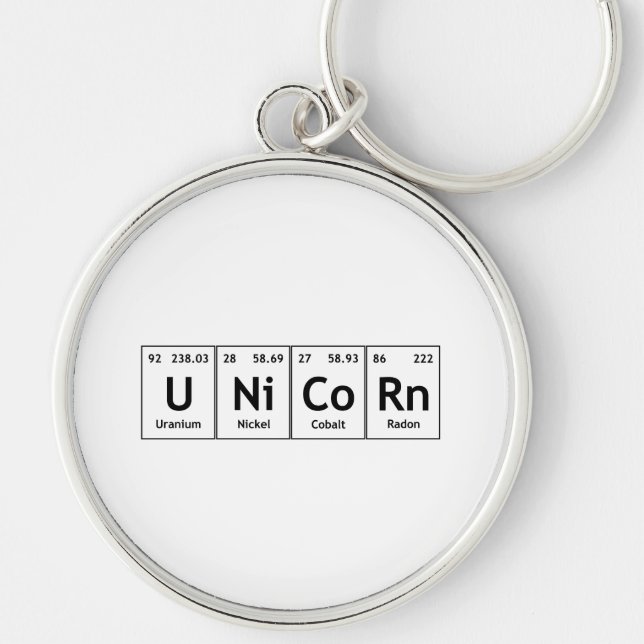 Porte-clés UNiCoRn Éléments de tableau périodiques Chimie du  (Devant)