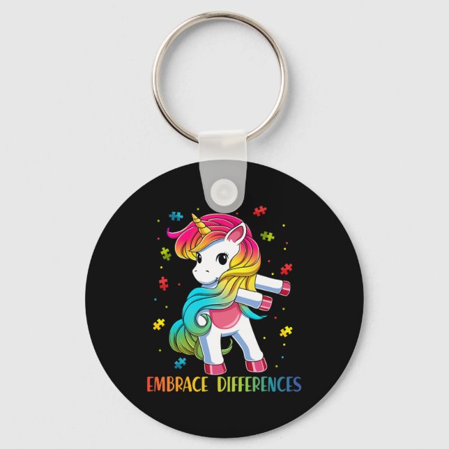 Porte-clés Unicorn Flossing Puzzle Piece Sensibilisation sur  (Recto)