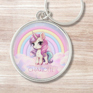 Porte-clés Unicorn Nom personnalisé Rainbow Girly