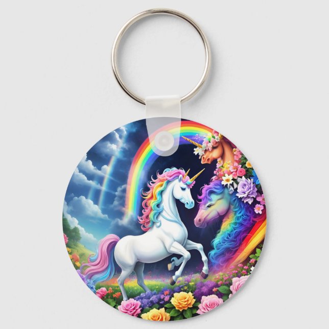 Porte-clés Unicorne arc-en-ciel une (Recto)