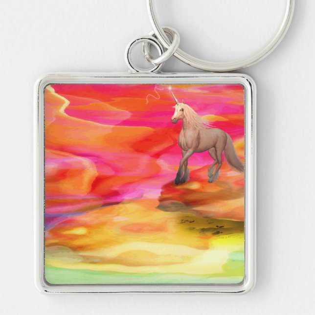 Porte-clés Unicorne dans le désert peint (Devant)