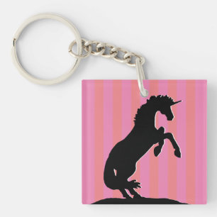Porte-clés Unicorne d'élevage noir (rayé rose)