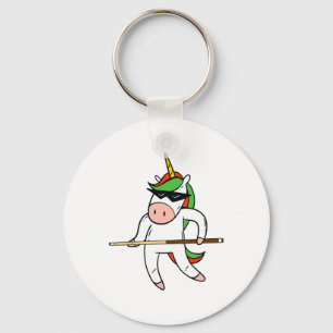 Porte-clés Unicorne Drôle Portant Des Sungles Jouant Billiard