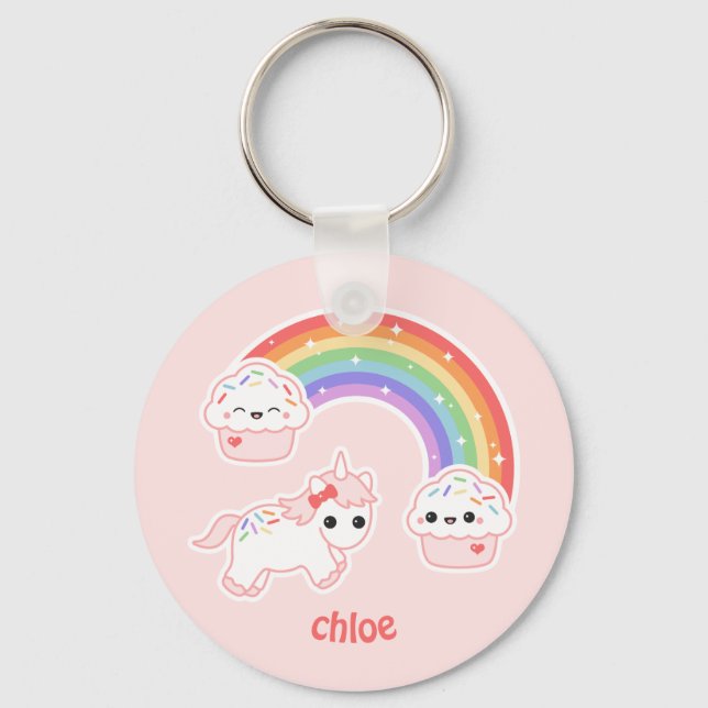 Porte-clés Unicorne rose mignonne (Recto)