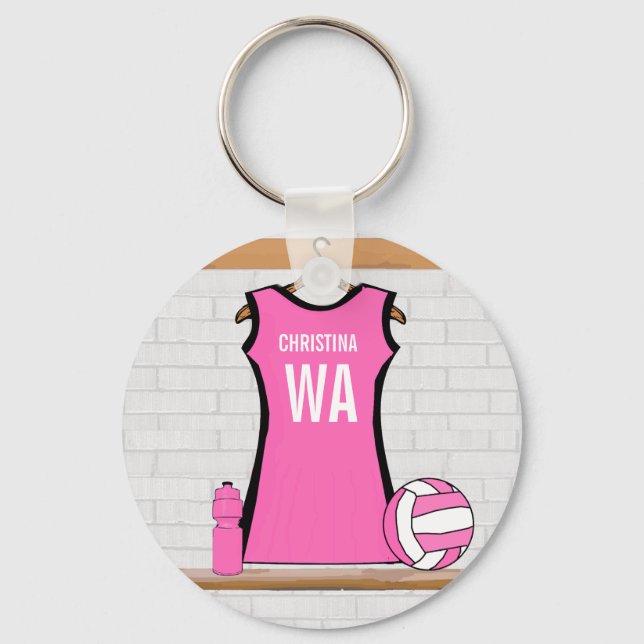 Porte-clés Uniforme Netball Personnalisé (Recto)