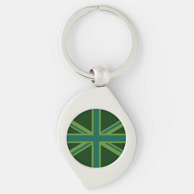 Porte-clés Union Jack verte de forêt en gras (Devant)