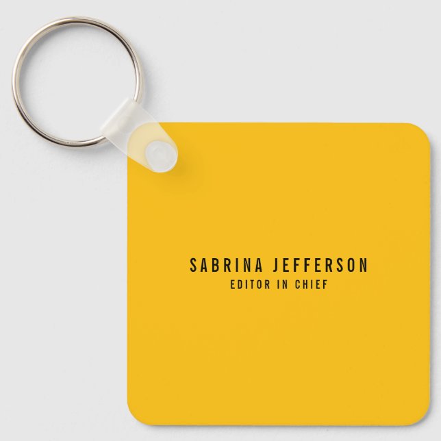 Porte-clés Unique Élégant Plat Simple Minimal Jaune Orange (Recto)