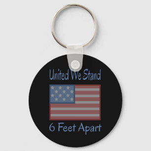 Porte-clés United We Stand 6 Feet Apart USA Drapeau
