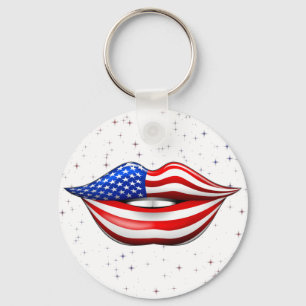 Porte-clés USA Drapeau à lèvres sur Smiling Lips Porte - clé
