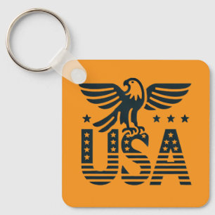 Porte-clés USA Eagle Patriotic Desig - Style Etoile et Stripe