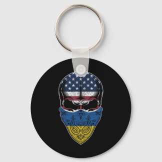 Porte-clés Usa Ukraine Roots - Ukrainian American Flag Skull 