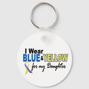 Porte-clés Usage de syndrome de Down I bleu et jaune pour ma