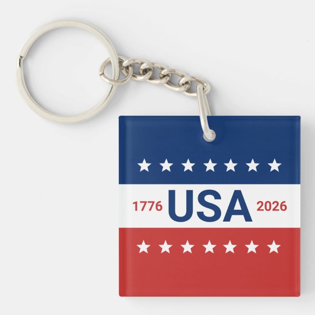 Porte-clés USA's 250th Anniversary 1776 2026 Red White Blue (Devant)