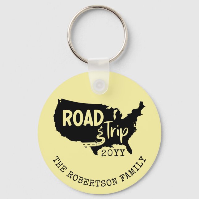 Porte-clés Vacances personnalisées | Family Road Trip USA Car (Recto)