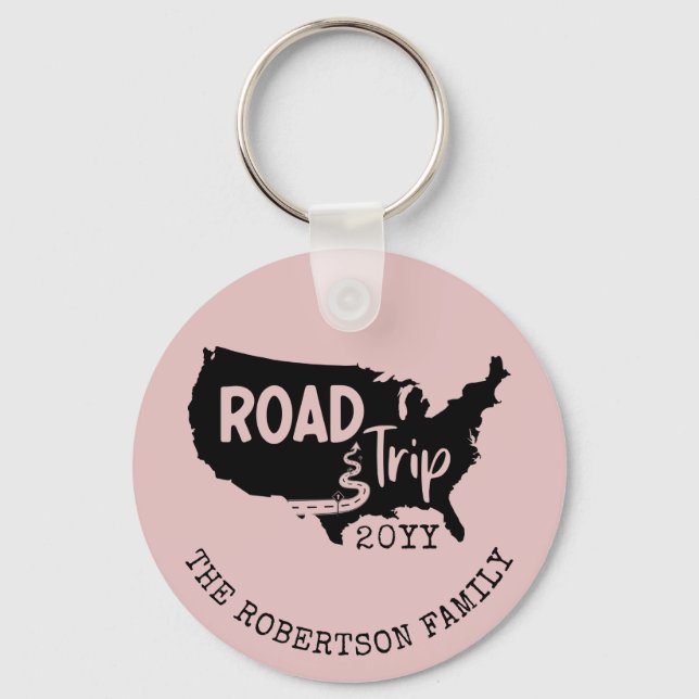 Porte-clés Vacances personnalisées | Family Road Trip USA Car (Recto)