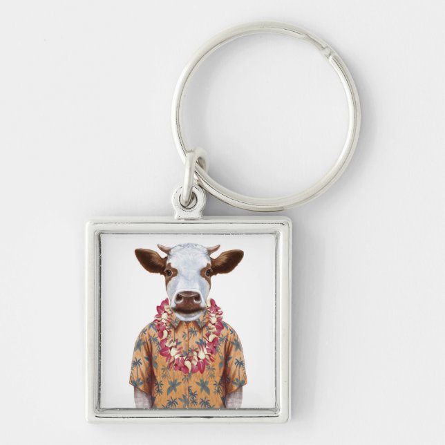 Porte-clés Vache à chemise hawaïenne (Devant)