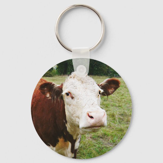 Porte-clés Vache de boeuf à facettes blanches (Recto)