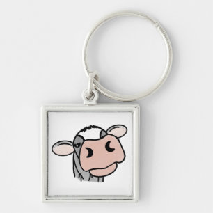Porte-clés vache de dessin animé noir blanc rose embrasser gr
