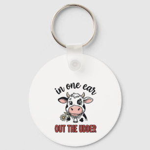 Porte-clés Vache drôle avec une oreille en moins le design de