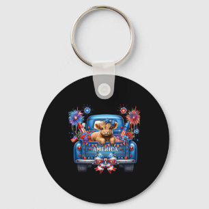 Porte-clés Vache mignonne 4 juillet drapeau des États-Unis Va