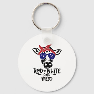 Porte-clés Vache patriotique rouge blanc et moo 4 juillet