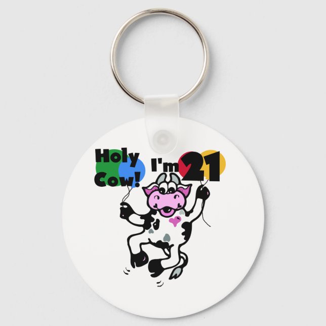 Porte-clés Vache Sainte Je suis 21 T-shirts et cadeaux (Recto)