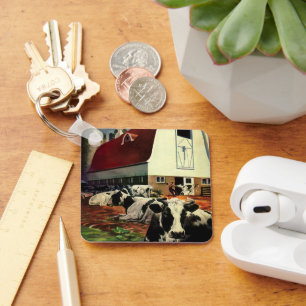 Porte-clés Vaches vintages de lait Holstein sur les fermes la