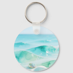 Porte-clés Vague de mer turquoise Coquillage