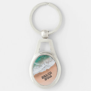 Porte-clés Vagues sur la plage de sable Texte propre Beach Bu