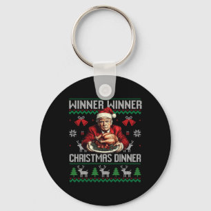 Porte-clés Vainqueur du dîner de Noël Père Noël Trump Ugly Sw