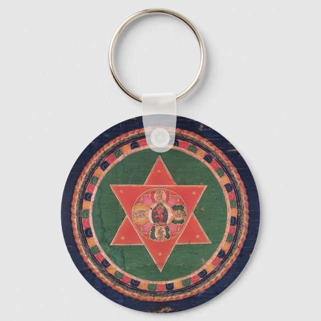 Porte-clés Vajravarahi Vajrayogini Bouddhiste Tibétain Mandal (Recto)