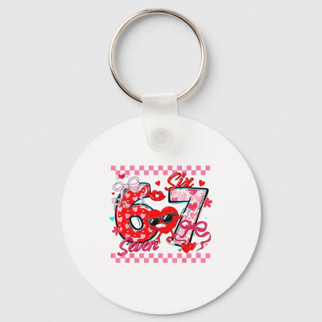 Porte-clés Valentine 67 Six Seven Meme Dabbing Hearts Matchin (Recto)