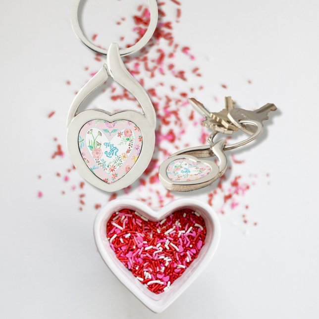 Porte-clés Valentines Coeurs de jour n Love Floral Dragonfly (Créateur téléchargé)