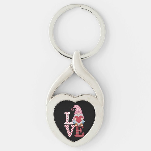 Porte-clés Valentines Day Gnome Love Couple Cadeaux pour elle (Devant)