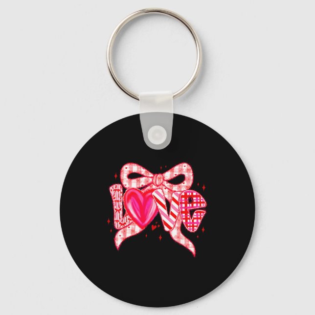 Porte-clés Valentines Day Love Funny Coquette Bow Checkered N (Recto)