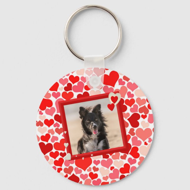 Porte-clés Valentines Frontière Collie Coeurs de chien (Recto)