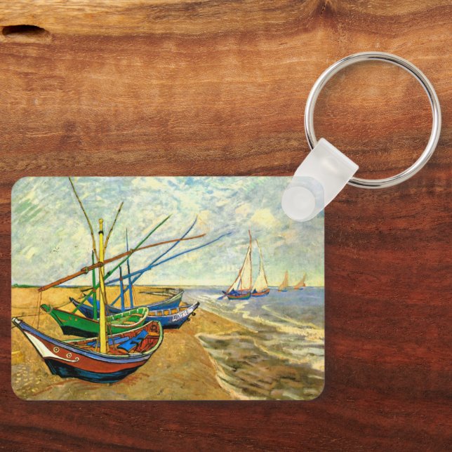 Porte-clés Van Gogh Bateaux de pêche sur la plage de Saintes  (Recto)