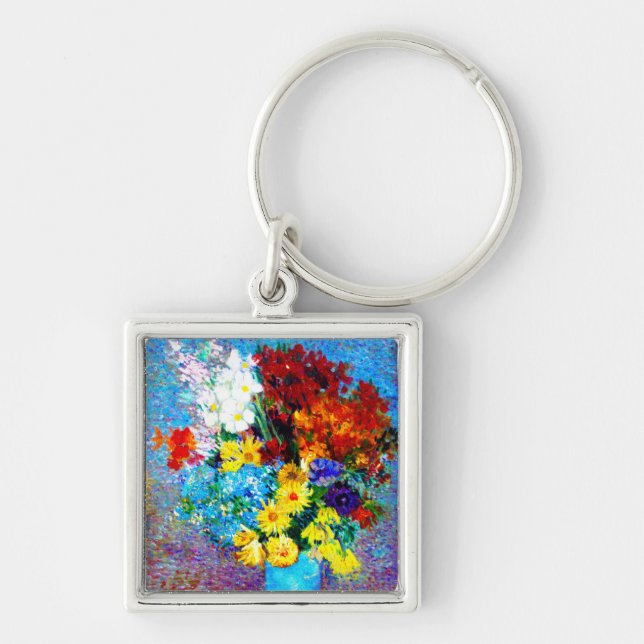 Porte-clés Van Gogh Flowers dans un Vase Bleu (Devant)