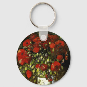 Porte-clés Vase avec des papillons rouges Van Gogh Art