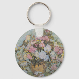 Porte-clés Vase Van Gogh vintage avec roses roses roses
