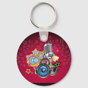 Porte-clés Vector-Musique-Arrière - plan-avec-haut-parleur-et