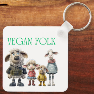 Porte-clés Vegan Folk Famille de moutons
