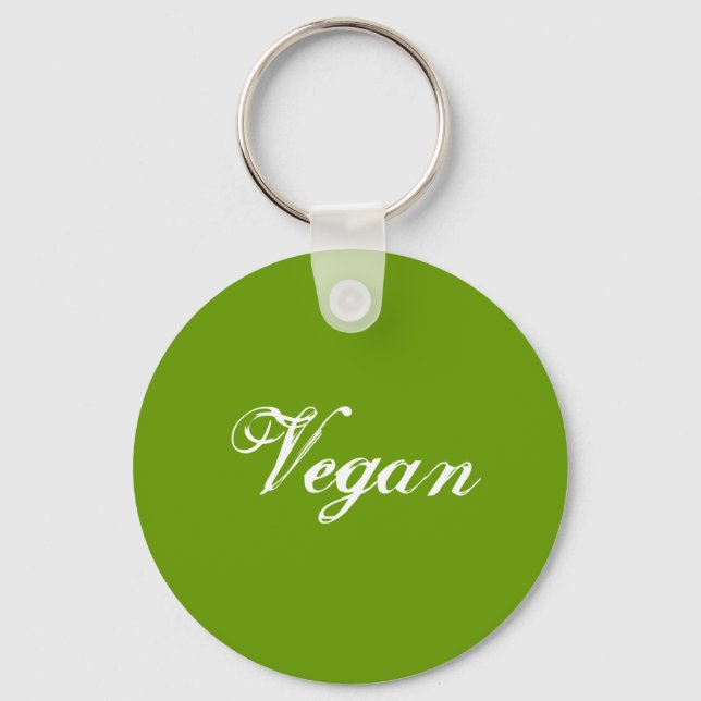Porte-clés Vegan. Vert. Slogan. Personnalisé (Recto)