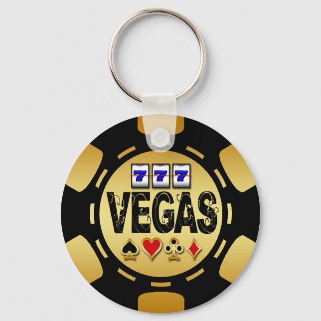 PORTE-CLÉS VÉGAS GOLD ET NOIR POKER CHIP (Recto)